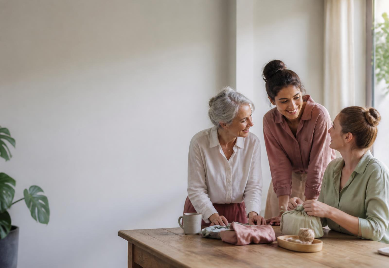 Vrouwen van verschillende leeftijden helpen elkaar